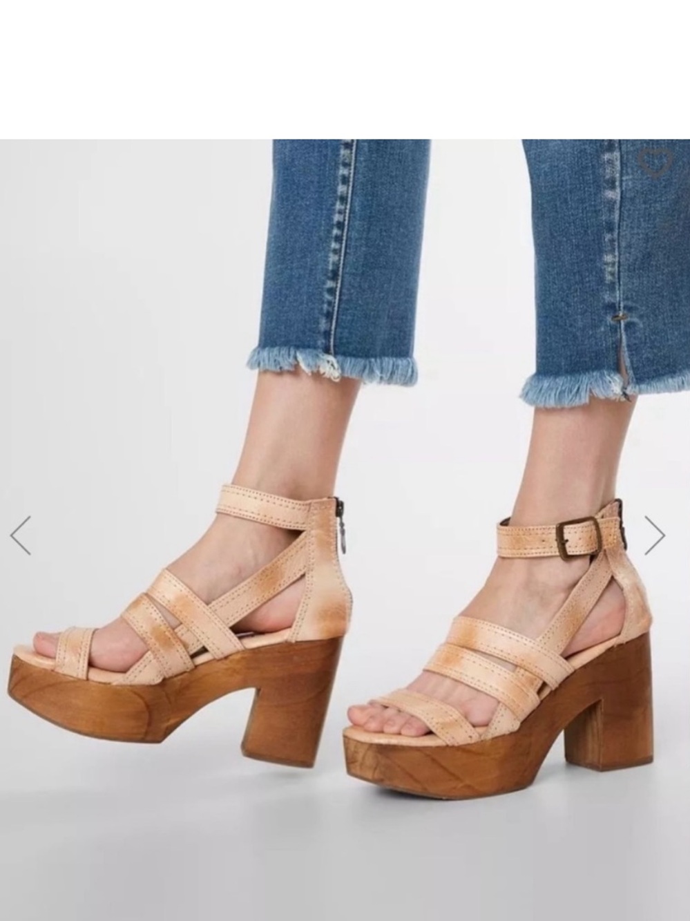 NWT ROAN by BED STU ltd ed corey distressed strappy leather wooden platform heel